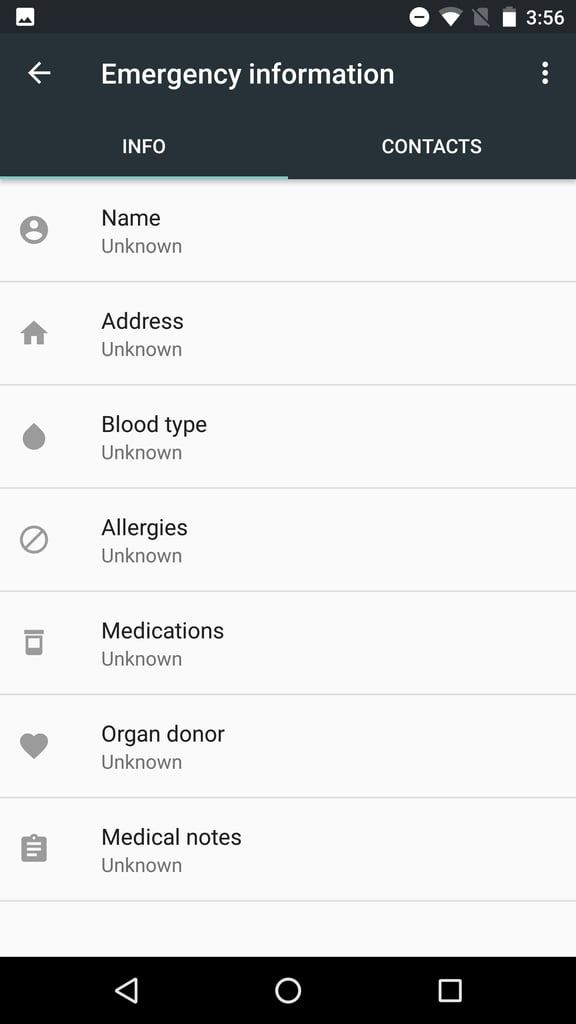 Add in emergency information.