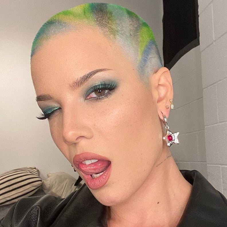 Halsey Ran Rainbow Colors Through Her Buzzed Hair, and the Finished Look Is So Futuristic