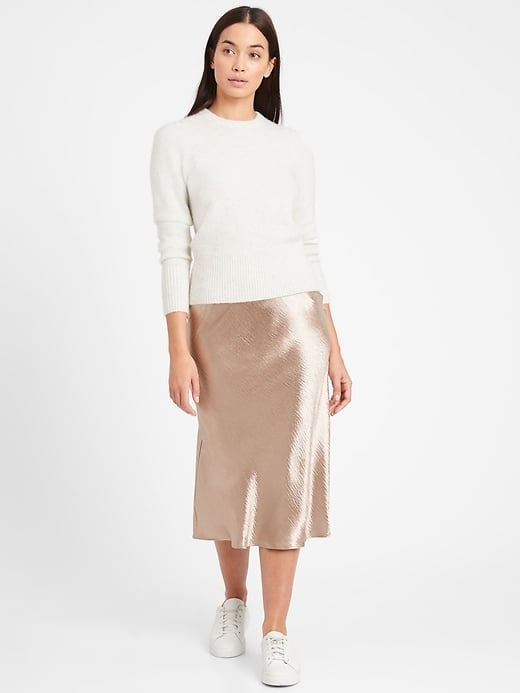 Banana Republic Petite Bias-Cut Midi Slip Skirt