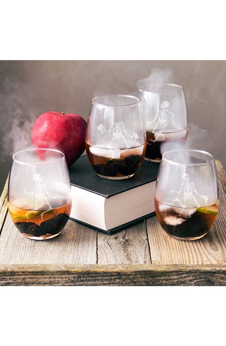 Cathy's Concepts Skeletons Stemless Wine Glasses