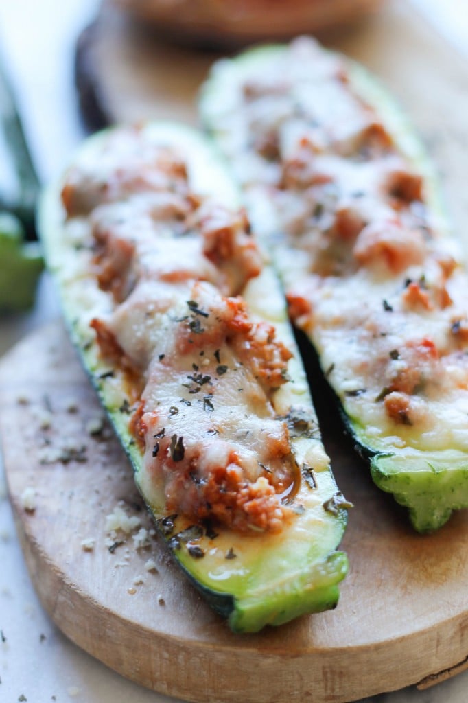 Pizza Stuffed Zucchini Boats