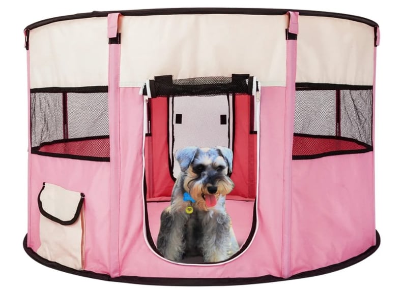 40" Circular Portable Foldable 600D Oxford Cloth and Mesh Pet Playpen Fence