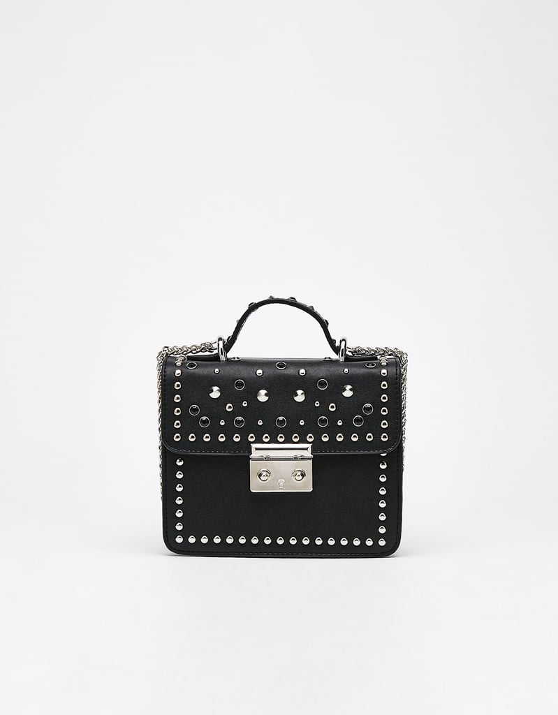 Bershka Studded Handbag with Buckle