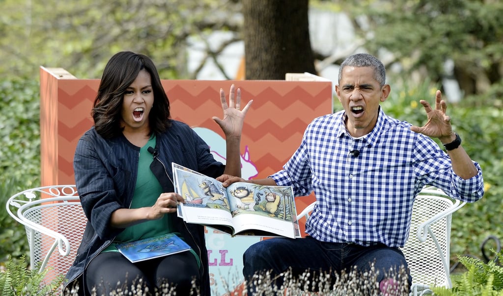 The president and first lady gave their best monster faces while reading Where The Wild Things Are at the White House's Easter Egg Roll in March 2016.