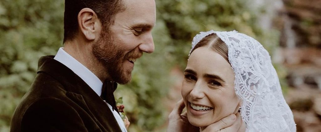 See Lily Collins's Ralph Lauren Lace Wedding Gown