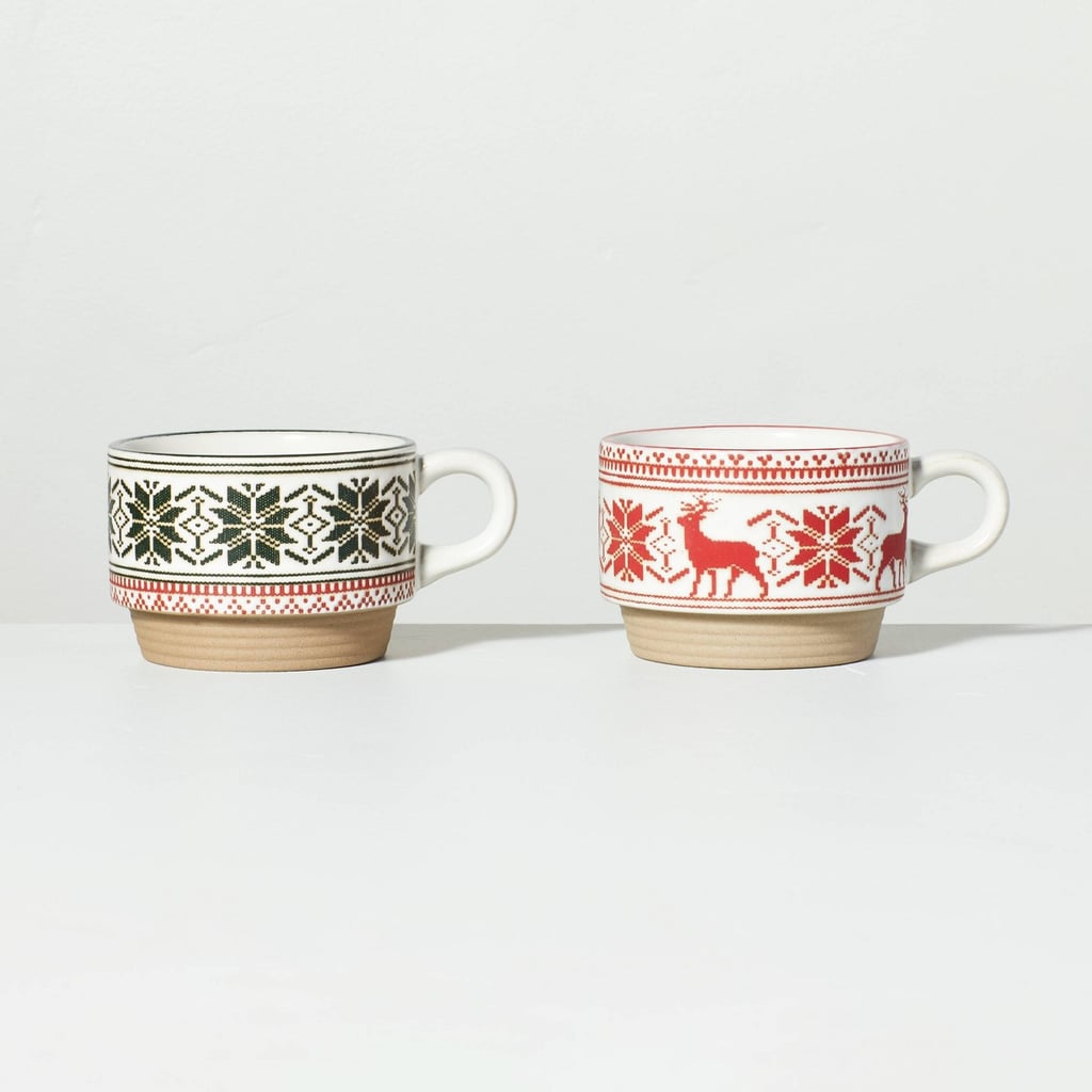 Festive Mugs: Hearth & Hand With Magnolia Stoneware Fair Isle Comfy/Cozy Mugs