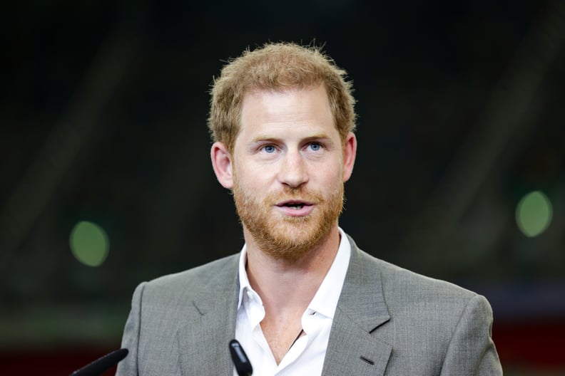 DUSSELDORF, GERMANY - SEPTEMBER 06: Prince Harry, Duke of Sussex speaks on stage during the press conference at the Invictus Games Dusseldorf 2023 - One Year To Go events, on September 06, 2022 in Dusseldorf, Germany. The Invictus Games is an internationa