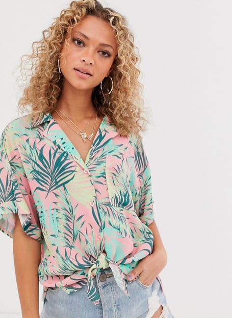 ASOS DESIGN short sleeve oversized hawaiian shirt in tropical print  two-piece