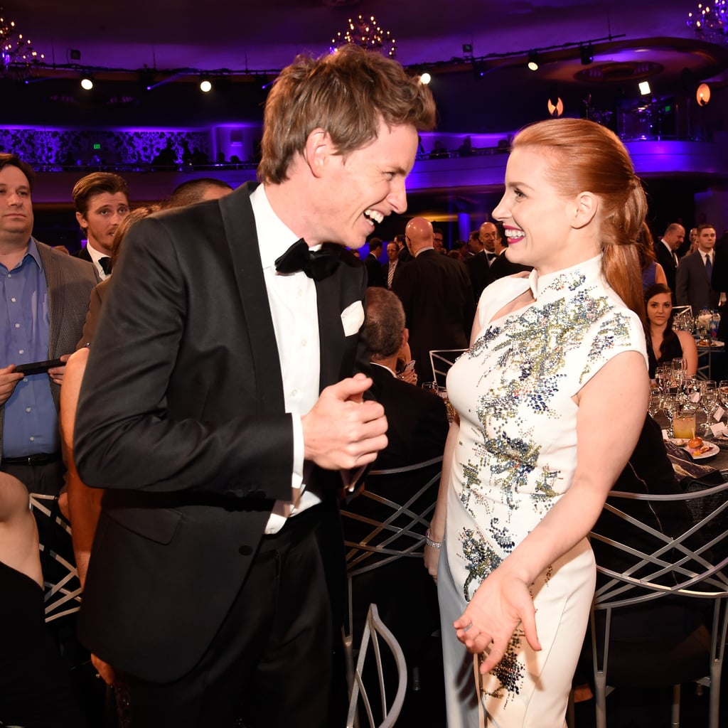 Eddie Redmayne cracked up with Jessica Chastain.