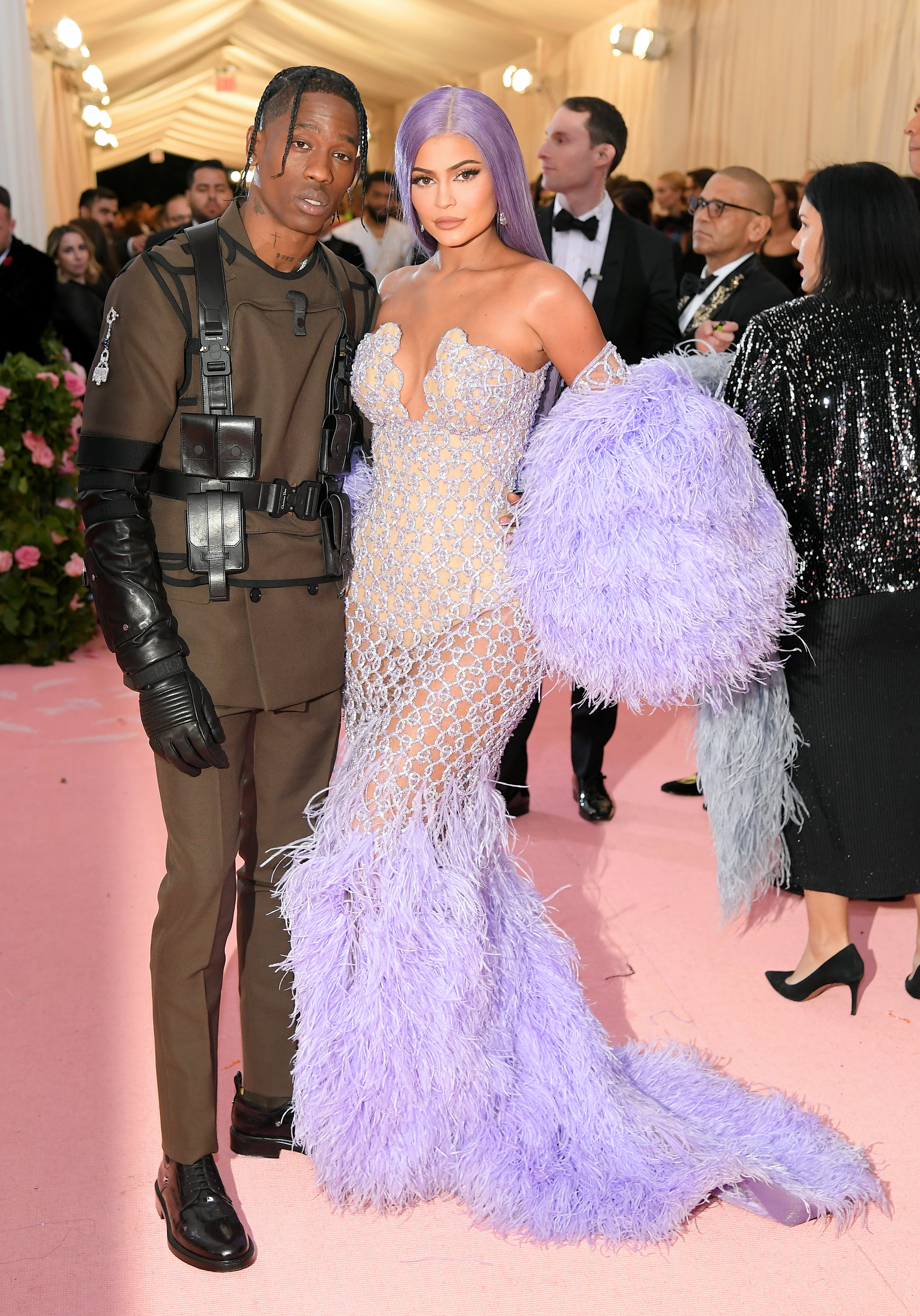 Kylie Jenner, Versace Dress, Lavender Dress, Strapless, Very Low