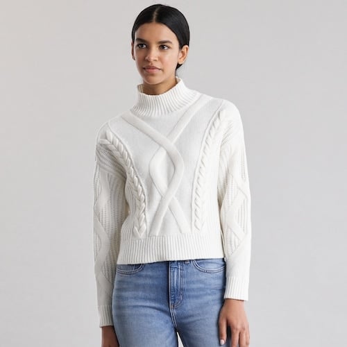 Elizabeth and James Cable-Knit Turtleneck Sweater