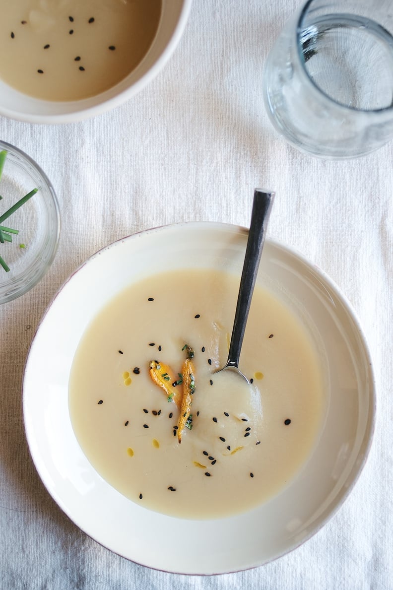 Miso Sweet Potato Soup With Herb- and Sesame-Roasted Carrots