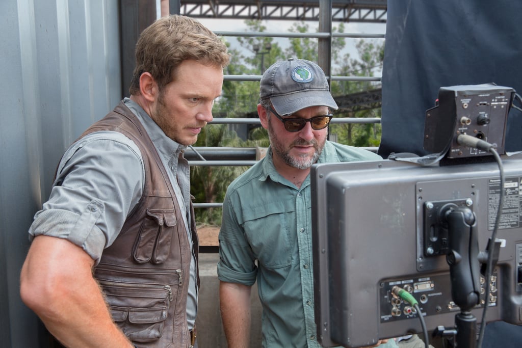 Pratt on set with director Colin Trevorrow.