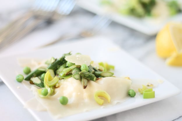 Lemon Ravioli With Spring Veggies