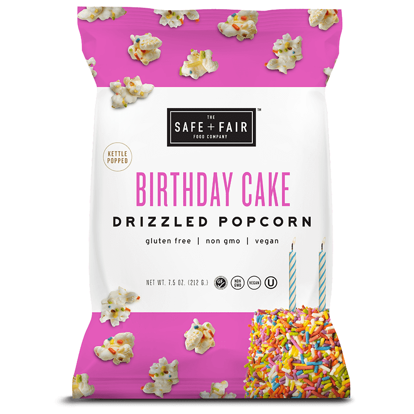 Shop Safe + Fair's Drizzled Birthday Cake Popcorn POPSUGAR Food