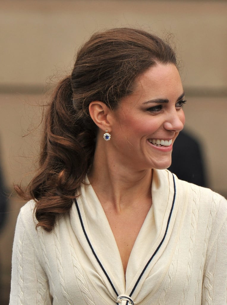 Kate Middleton wore a low ponytail and simple earrings. | Prince ...