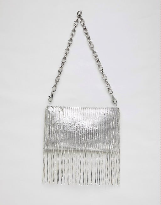 ASOS Design '90s Chainmail Fringe Clutch Bag