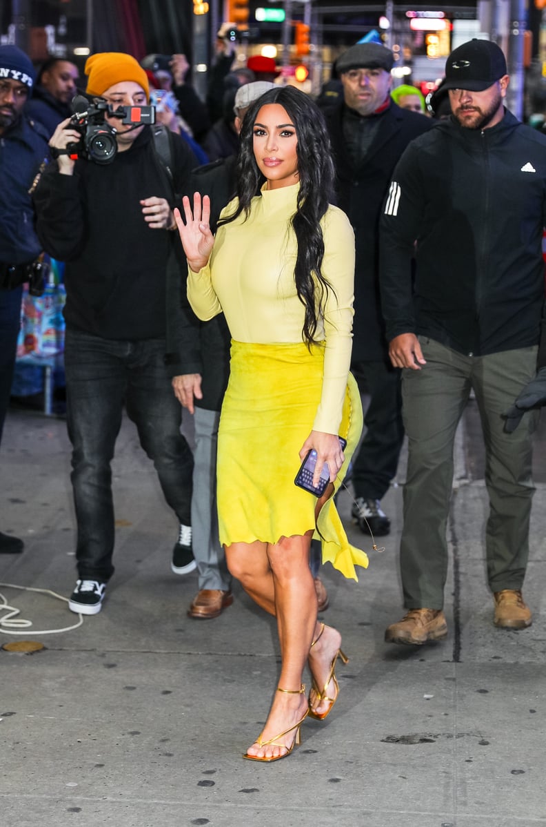 Kim Kardashian: Yellow Top and Skirt