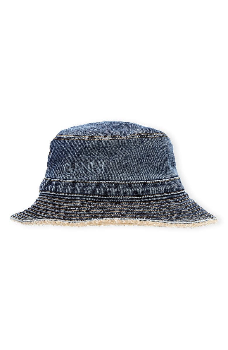 Ganni Logo Organic Cotton Bucket Hat 