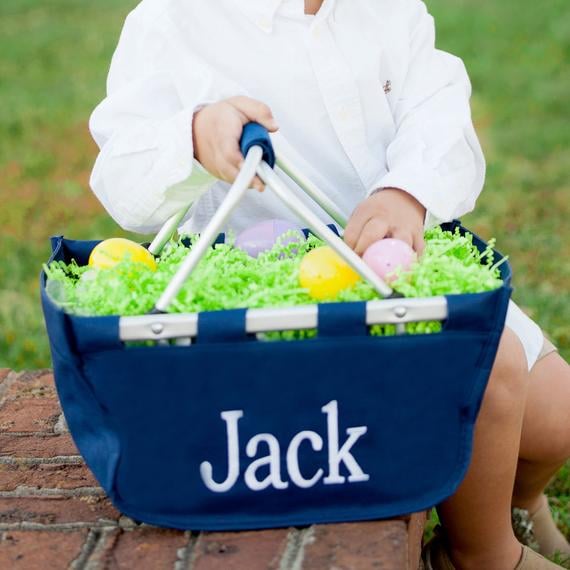 Personalized Navy Blue Mini Market Tote