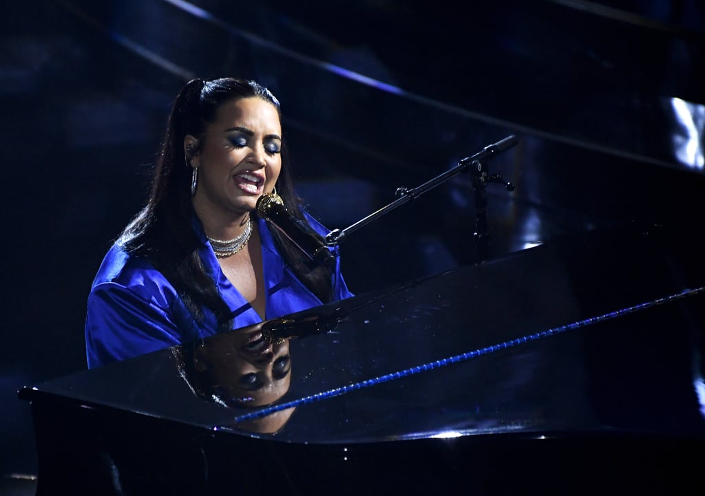 Demi Lovato Purple Suit at Billboard Music Awards 2020