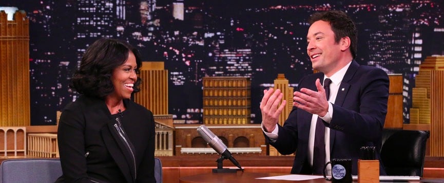 Michelle Obama Black Dress on Jimmy Fallon 2017