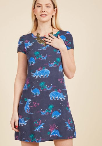 Always On the Way Easy Fit Dress in Dinosaur in 2X