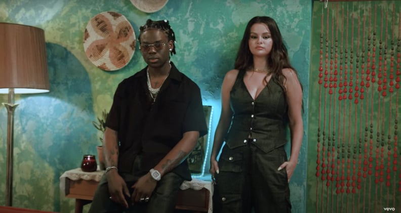 Selena Gomez's EB Denim Black Vest in the "Calm Down" Remix Video