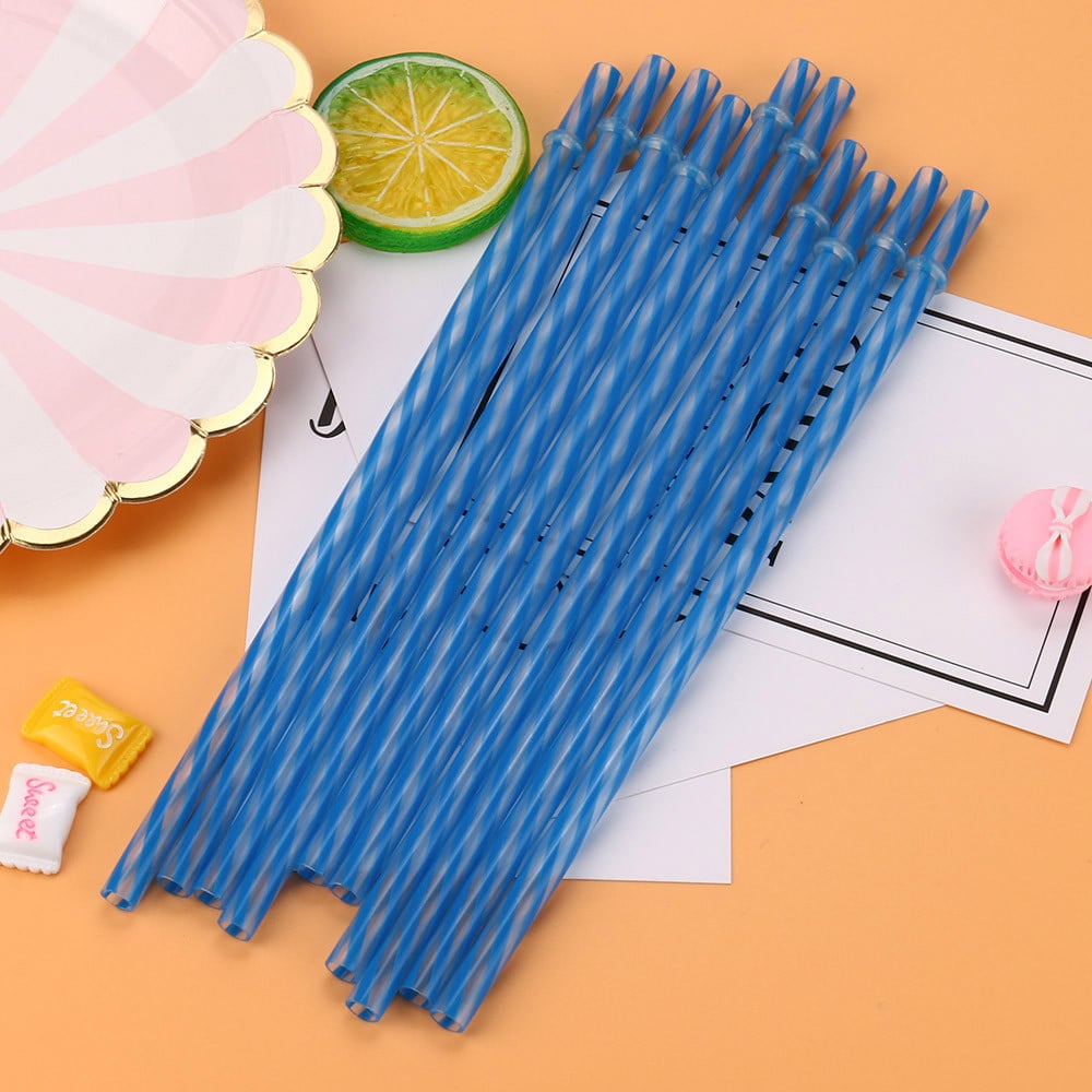 Colorful Reusable Hard Plastic Stripe Drinking Straws