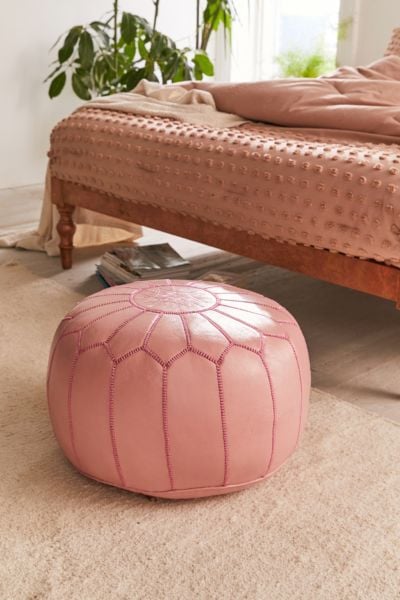 Traditional Leather Floor Pouf