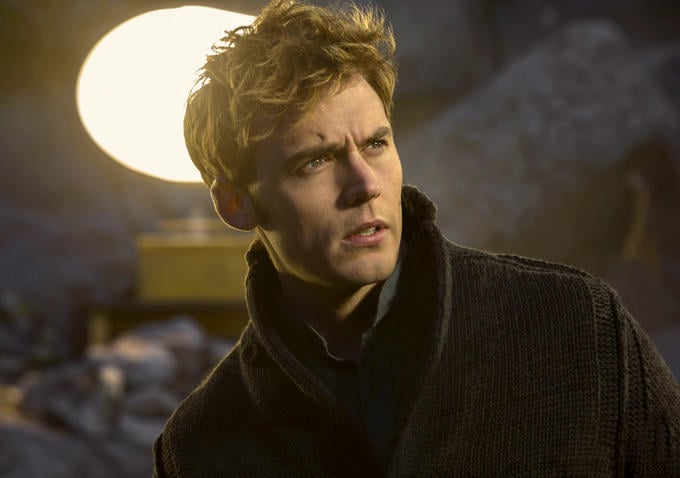 Finnick (Sam Claflin), also looking justifiably stressed.