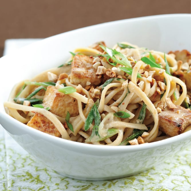 Sesame Noodles With Tofu, Scallions, and Cashews