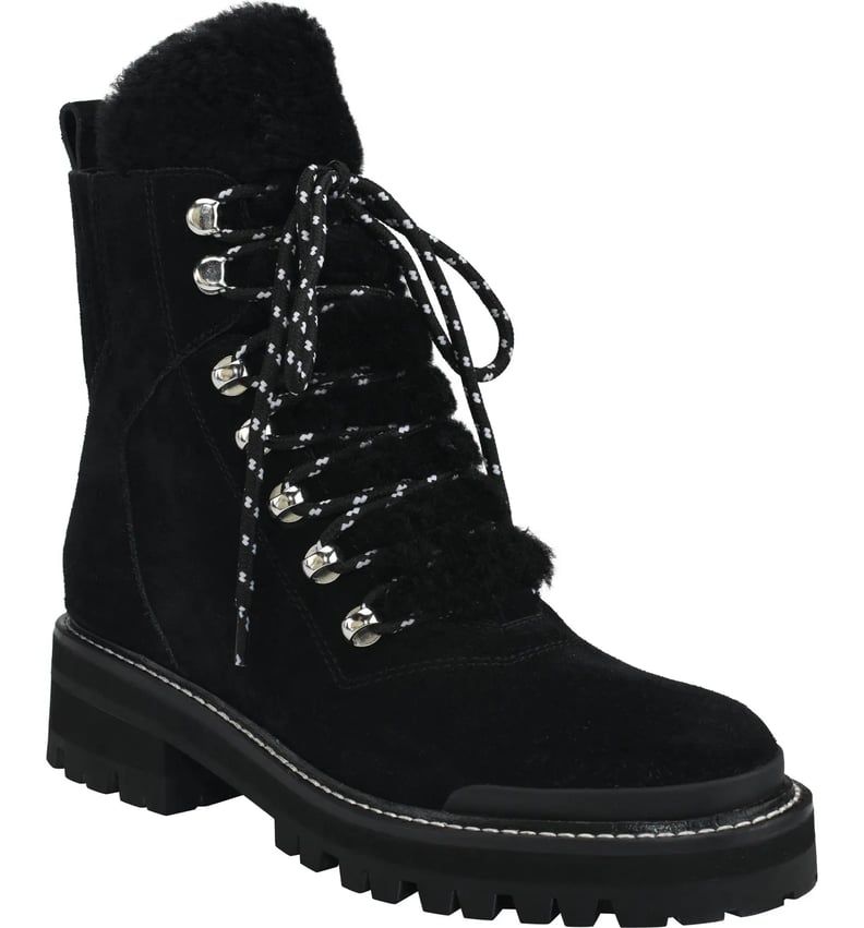 Suede Lace-Up Boots: Marc Fisher LTD Izzie Genuine Shearling Lace-Up Boot