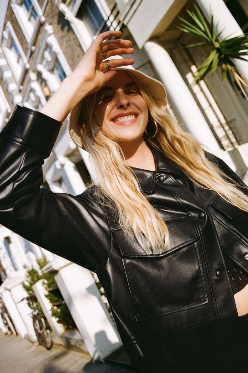 For an Edgy Look: Faux Leather Overshirt