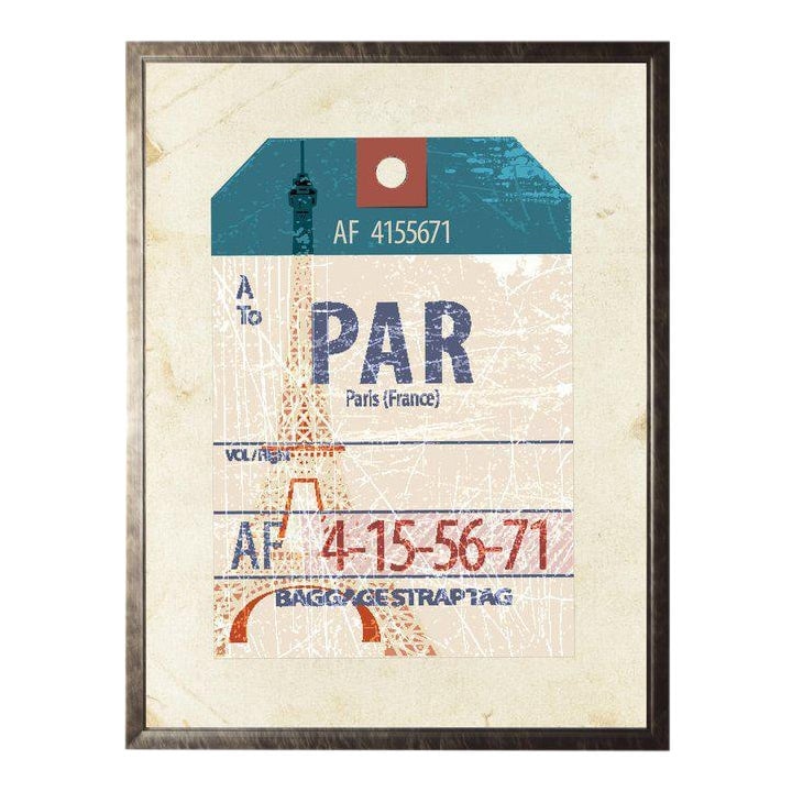 Paris Travel Ticket in Pewter Shadowbox