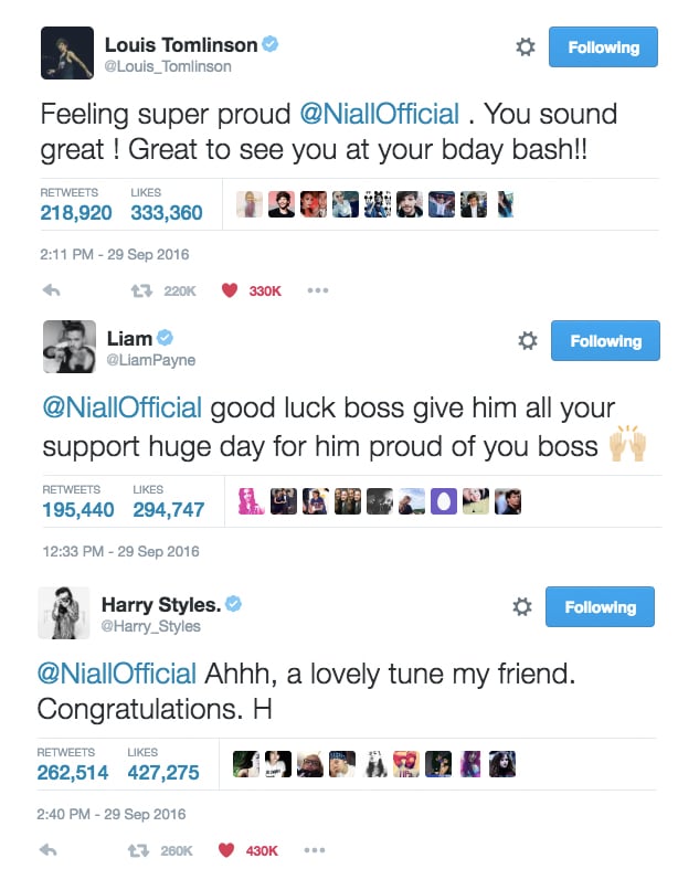 Each of the other boys tweeted their support to Niall on his song, proving to the world that they still have each other's backs and are still friends.
