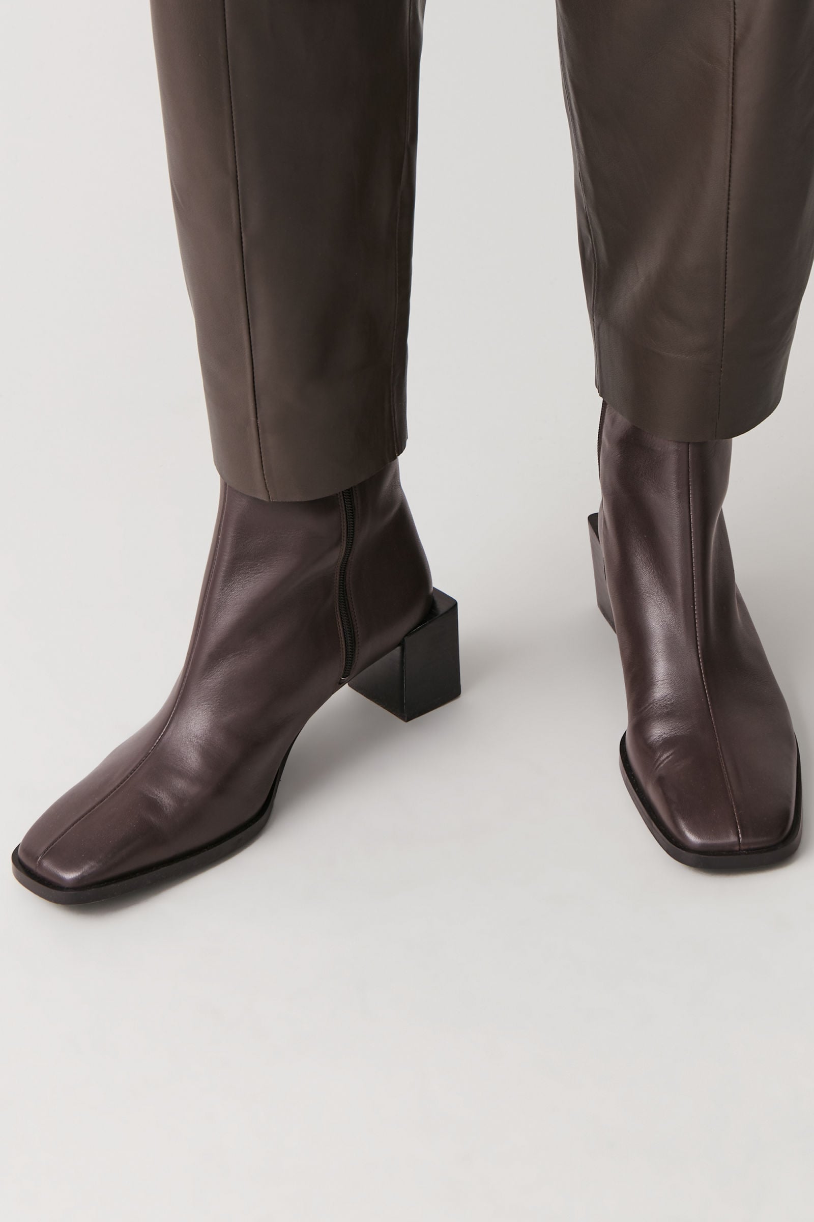 COS Square Toe Leather Ankle Boots | 10 