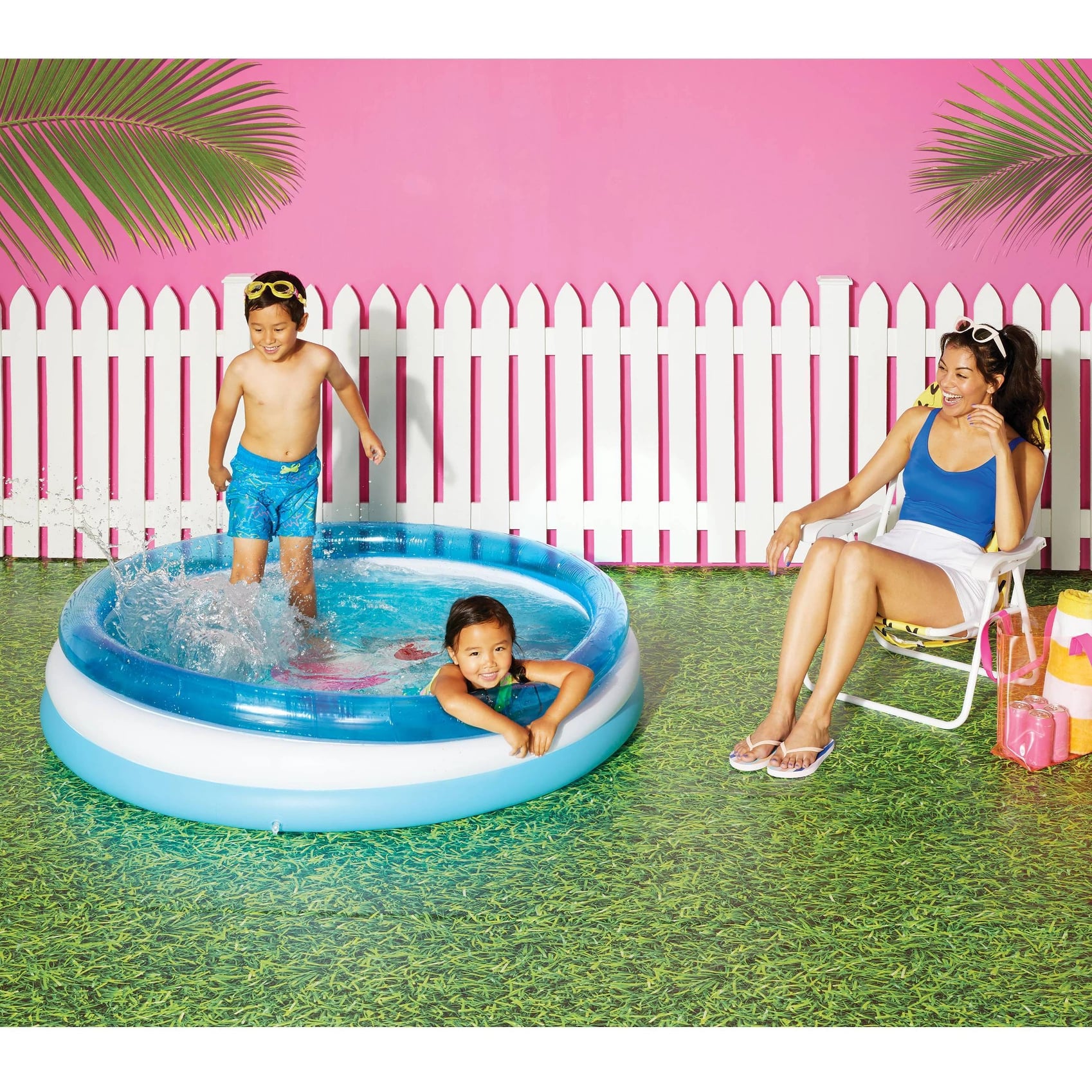Inflatable Kids Kiddie Pool 49.2 Wx11.8 H Wading Pool for Toddler Durable Swimming Pool Family Above Ground Pool Summer Outside Round Pools for Children Adults Garden Backyard Blue 