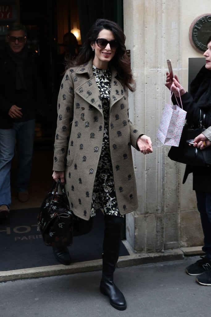 Amal Clooney Wearing Florals in Paris February 2017
