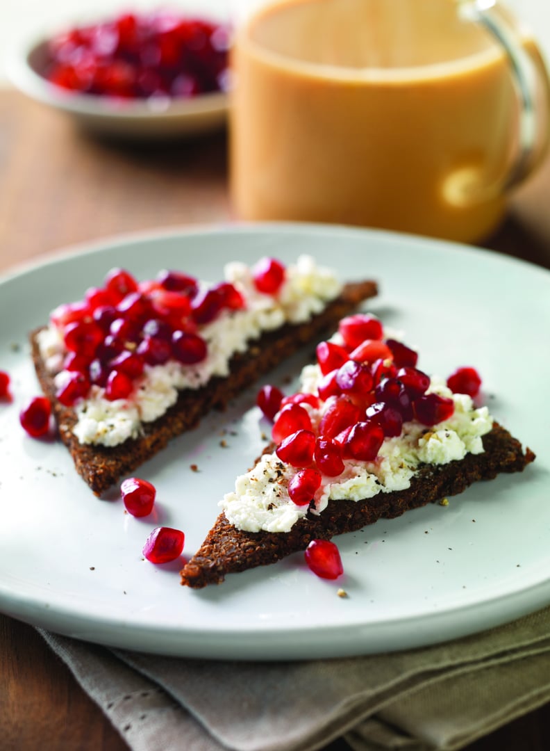 Pomegranate and Goat Cheese on Pumpernickel