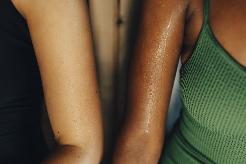 Side by Side Photo of Two Friends Sweating 