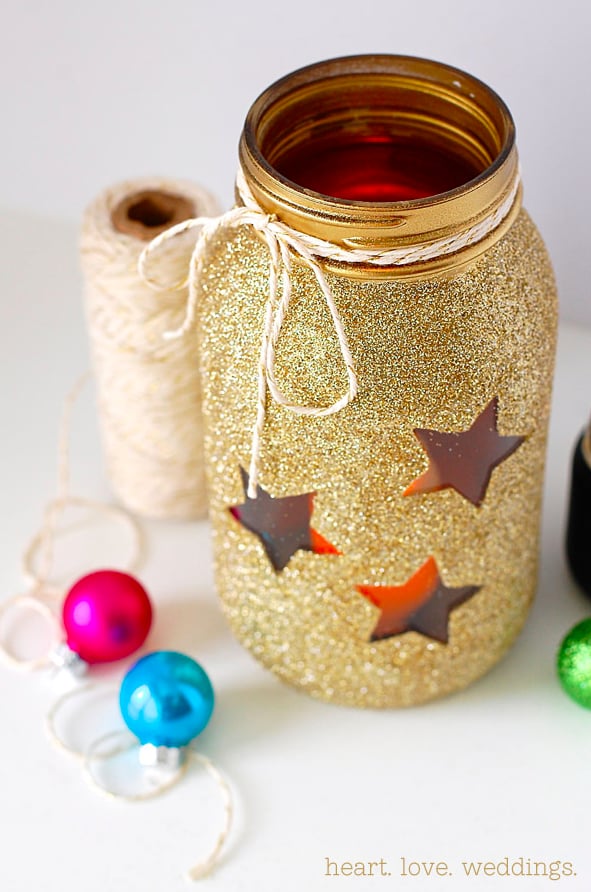 Glittering Gold Mason Jar