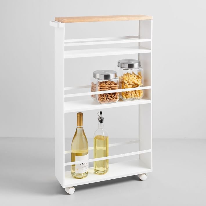 Wood-Topped Rolling Storage Cart