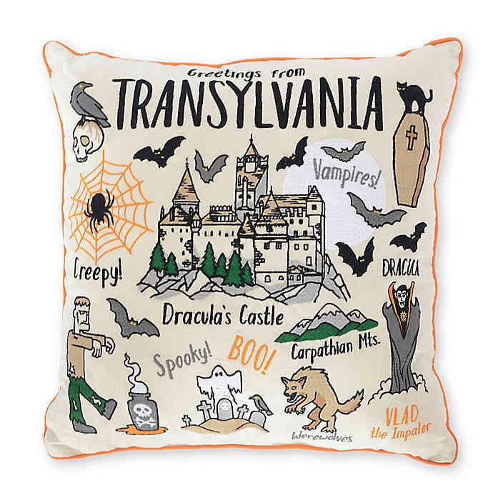 Transylvania Halloween Themed Throw Pillow