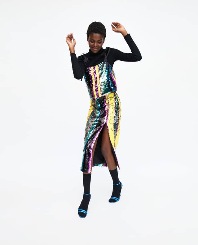 Zara rainbow sequin dress online