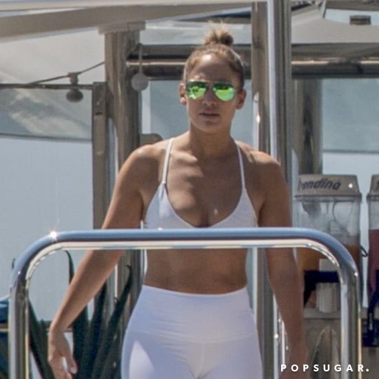 Jennifer Lopez White Bikini on Yacht Italy