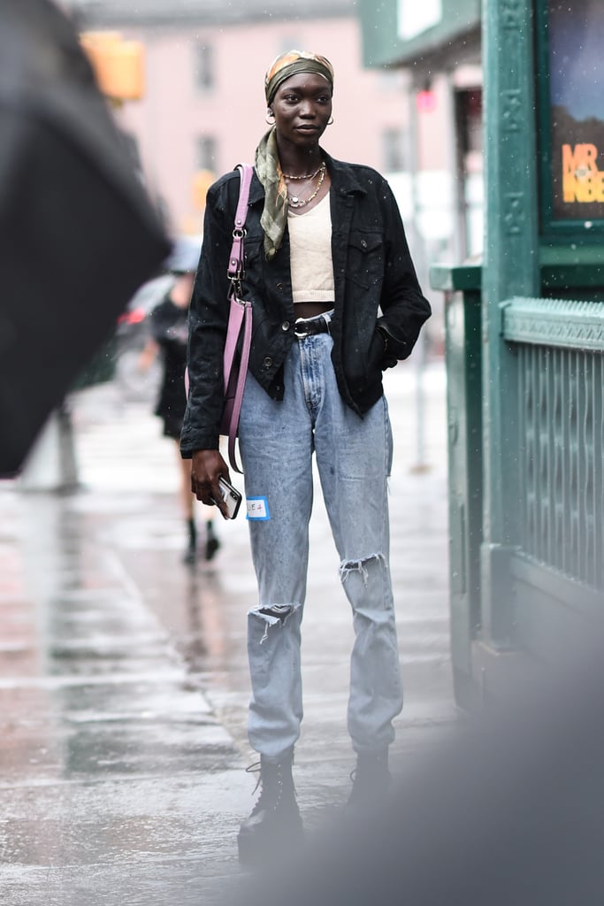 Belt slouchy and oversized jeans for a truly '90s take on the high-waisted denim look.