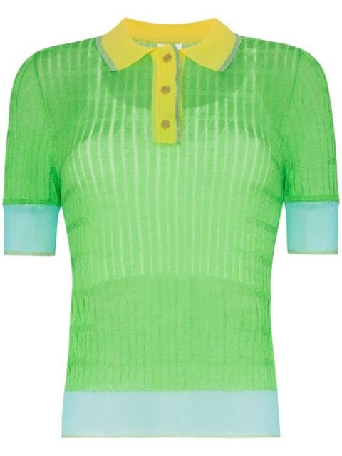 I-Am-Chen Colorblock Semi-Sheer Polo Shirt