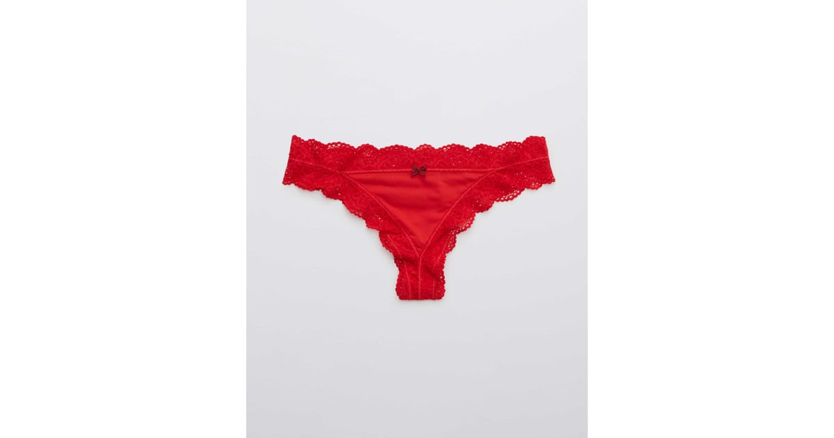 Aerie Slumber Party Lace Shine Thong Underwear New Year's Eve