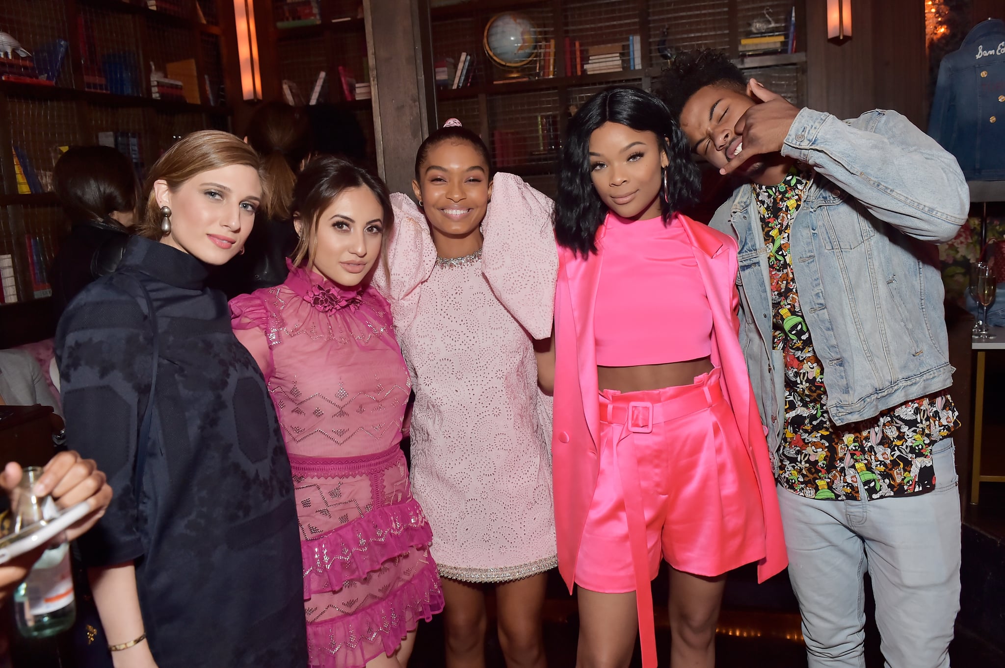 LOS ANGELES, CA - APRIL 27:  (L-R)  Guest, Francia Raisa, Yara Shahidi, Ajiona Alexus and Trevor Jackson attend Marie Claire Celebrates Fifth Annual 'Fresh Faces' in Hollywood with SheaMoisture, Simon G. and Sam Edelman at Poppy on April 27, 2018 in Los Angeles, California.  (Photo by Stefanie Keenan/Getty Images for Marie Claire)